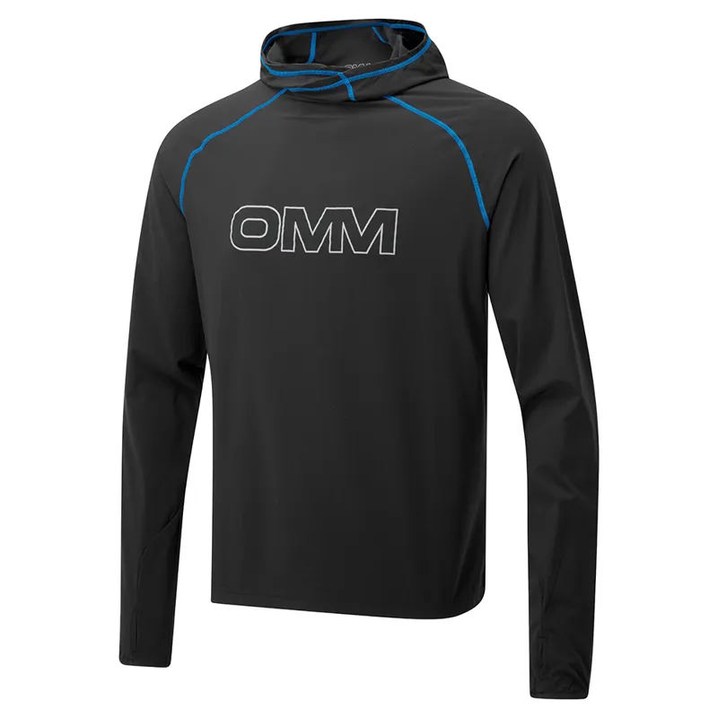 OMM Breeze Hood Men's Softshell Top in Black/Blue-2